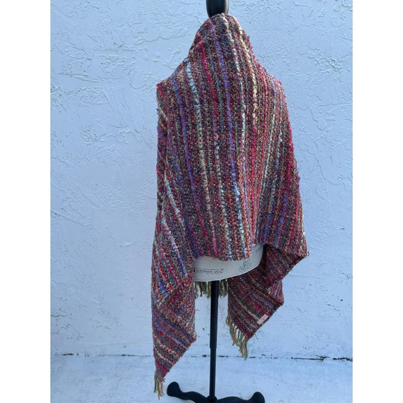 NEW Z&L Womens Boho Tassel Fringe Poncho Throw Wrap Scarf Multi Sz L - Picture 2 of 9
